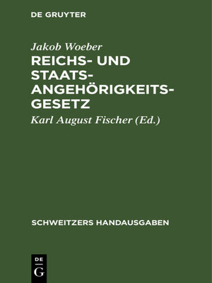 cover image of Reichs- und Staatsangehörigkeitsgesetz